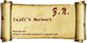 Zaják Norbert névjegykártya